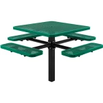 Single Pedestal Square 46" Picnic Table - Expanded Metal - Image 2