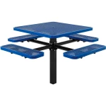 Single Pedestal Square 46" Picnic Table - Expanded Metal - Image 3