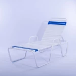 Vinyl Strap Pool Chaise Lounge - 14 in Height with Armrests - Image 1
