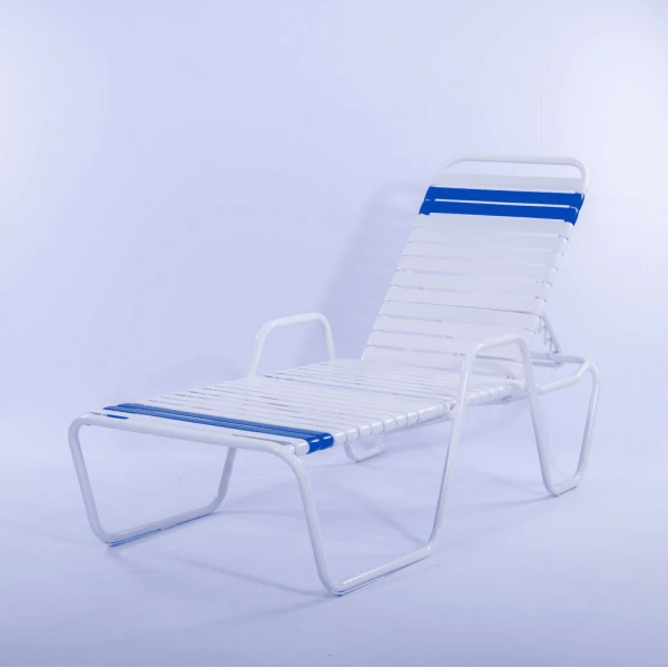 Vinyl Strap Chaise Lounge - 14 in Height with Armrests-1