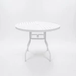 Round Aluminum 36 Inch Commercial Patio & Pool Table - Round Legs - Image 1