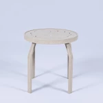 Round Aluminum 18in Punched Top Pool Side Table - Rectangular Legs - Image 1