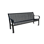 Courtyard Commercial Slatted Steel Bench With Back - 6ft - Image 2