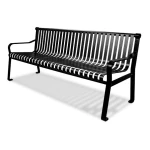 Courtyard Commercial Slatted Steel Bench With Back - 6ft - Image 1