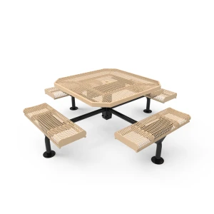 46” Octagon Nexus Pedestal Picnic Table with Rolled Seats