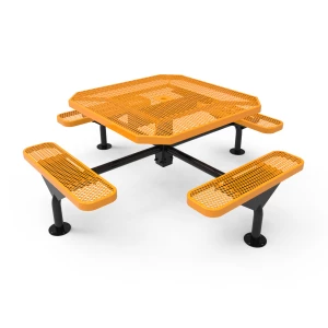 46” Octagon Nexus Pedestal Table with Rolled Seats - Expanded Steel