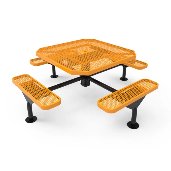 46” Octagon Nexus Pedestal Table with Rolled Seats - Expanded Steel