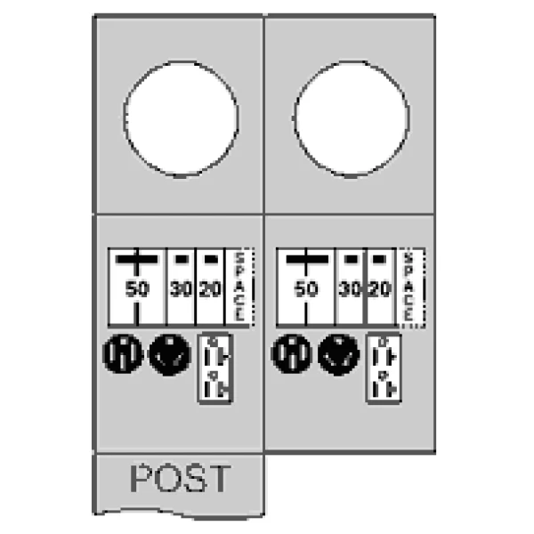 50-30-20 amp GFCI RV Pedestal - Back to Back - Metered - Direct Bury
