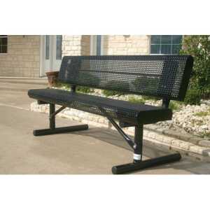 Rolled Edge Park Bench With Back - Punched Steel