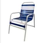 Biscayne Commercial Chair Vinyl Strap Powder-Coated Aluminum Stackable – 16in Seat Height