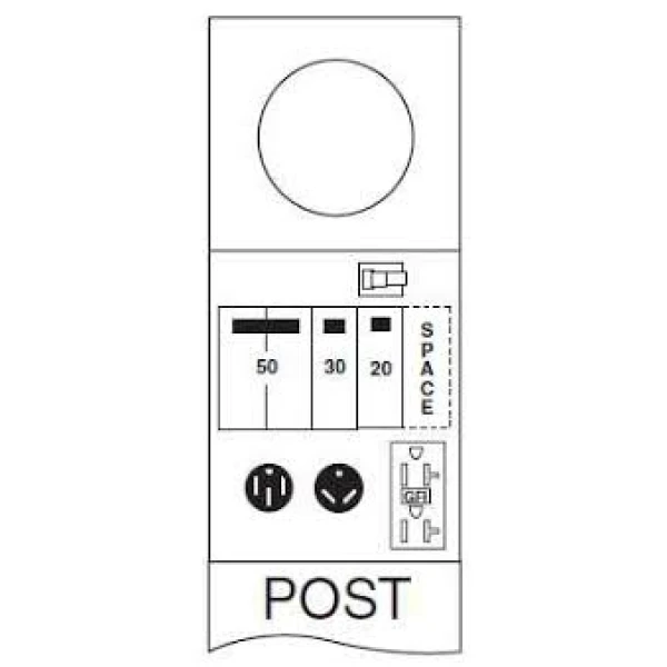 50-30-20 Metered GCFI RV Pedestal With Light- Direct Bury