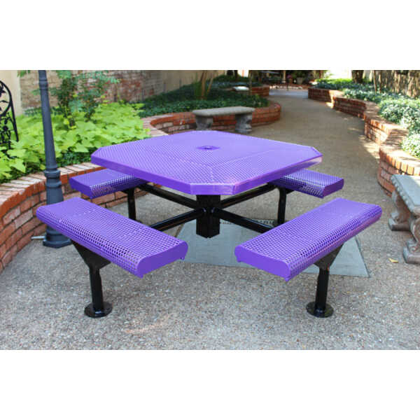 46” Octagon Nexus Pedestal Table with Rolled Seats - Punched Steel