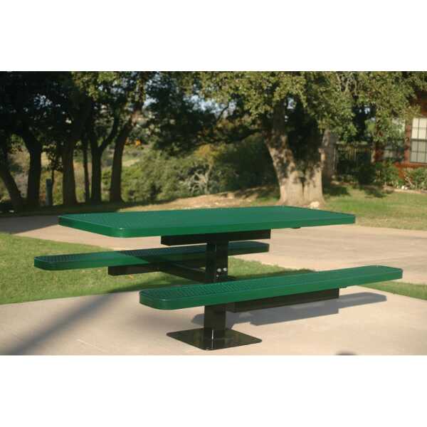 Expanded Metal Single Post Rectangle Picnic Table - 6ft - Outdoorsiness.com Expanded Metal Single Post Rectangle Picnic Table - 6ft