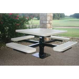 Single Pedestal Square Picnic Table - Expanded Steel