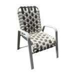 Pool Side Dining Chair Basket Weave – Large Frame – Vinyl Strap With Comfort Arm