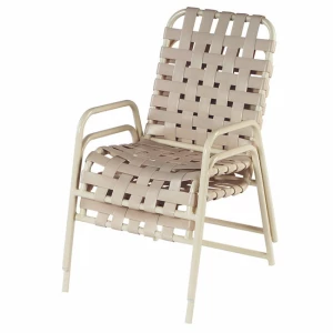 Windward Design Group Country Club Strap Aluminum Dining Chair Cross Weave