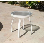 Acrylic Round Side Table - Recantular Tubing