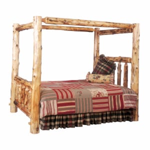 Fireside Cedar King Canopy Log Bed - Complete - Natural Cedar