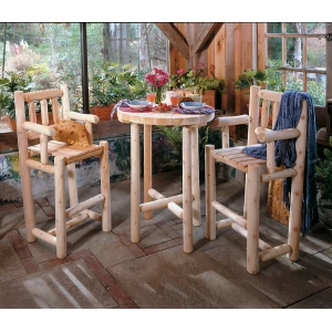 Cedar Log 3 Piece Bistro Set