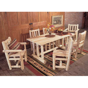 Cedar Log Harvest Farm Table Family Dining Room Table Set