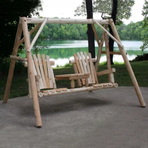 Cedar Log Tete-A-Tete Yard Swing & Frame