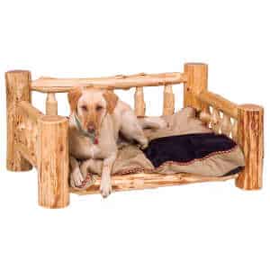 Fireside Cedar Wooden Dog Bed - Natural Cedar w/ Mattress