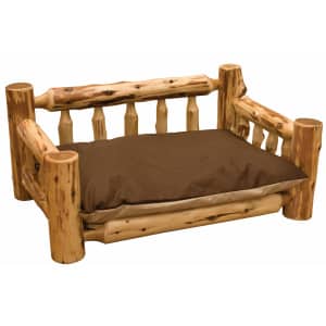 Fireside Cedar Wooden Dog Bed - Natural Cedar w/ Mattress