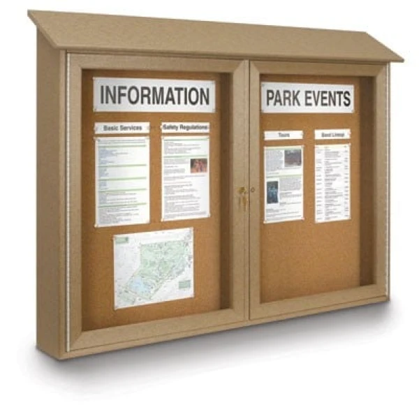 Double Door Cork Outdoor Message Board 45"x30"