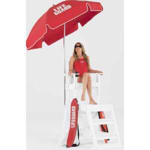 Frankford Lifeguard Umbrella Aluminum 6.5 Foot Wide Hexagon Manual Tilt Umbrella