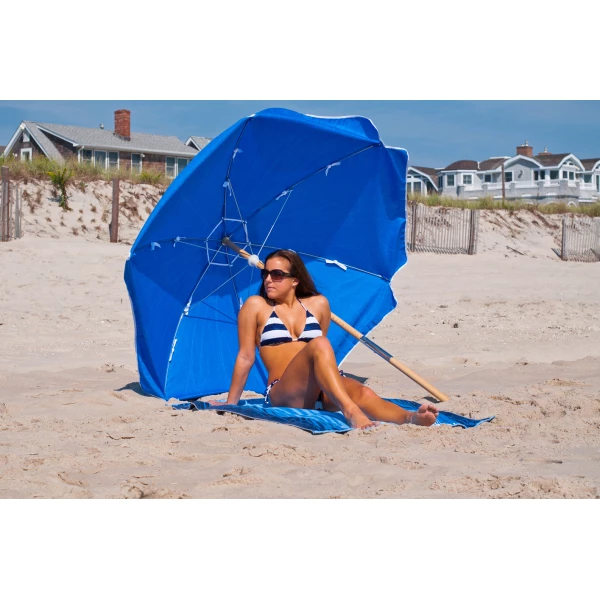 Frankford Shade Star Ash Wood 6.5' Foot Hexagon Beach Umbrella