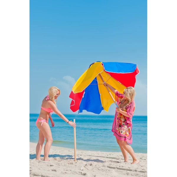 Frankford Shade Star Ash Wood 6.5' Foot Hexagon Beach Umbrella