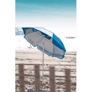 Frankford Solar Reflective Fiberglass 6' Foot Wide Hexagon Manual Tilt Beach Umbrella