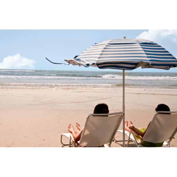 Frankford Solar Reflective Fiberglass 6' Foot Wide Hexagon Manual Tilt Beach Umbrella