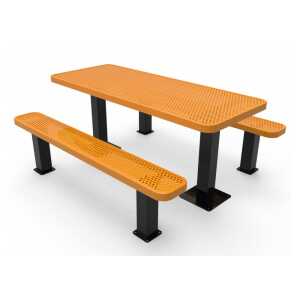 Independant Pedestal Rectangle Picnic Table - Punched Steel