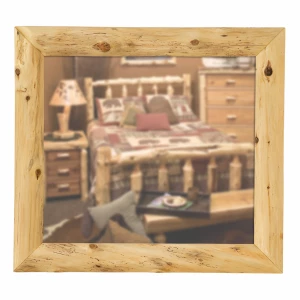 Fireside Rustic Log Mirror Mitered Mirror - 32" x 36" - Natural Cedar