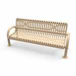 Pipe Park Bench with Back -  Slatted Steel