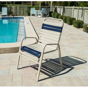 Pool Side Dining Chair - Vinyl Strap With Comfort Arm