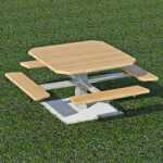 Single Pedestal Square Picnic Table - Using Lumber -  PQT 
