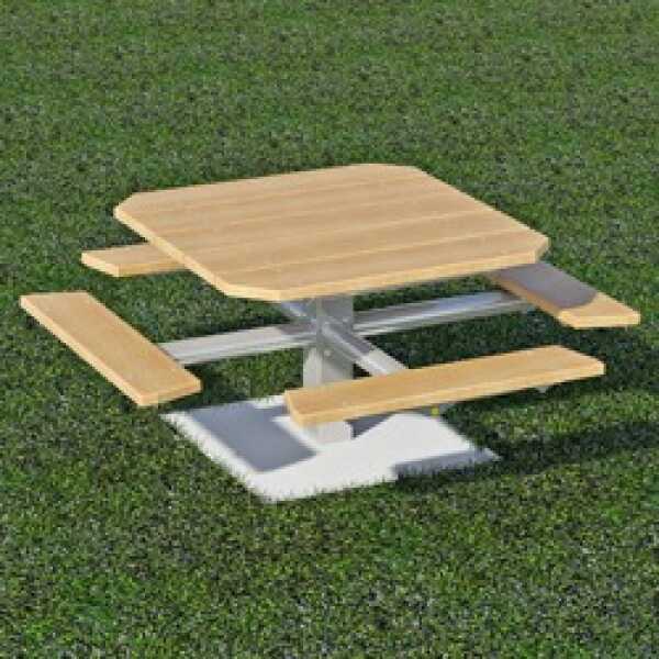 Single Pedestal Square Picnic Table - Using Lumber -  PQT