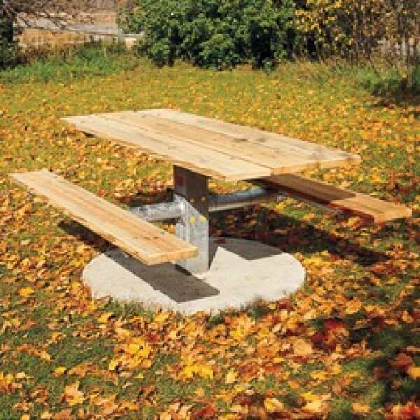 Single Pedestal Picnic Table - Using Lumber -  PT 