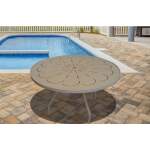 Round Aluminum 36 Inch Patio Table - Rectangular Legs