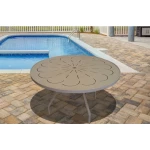 Round Aluminum 36 Inch Patio Table - Rectangular Legs