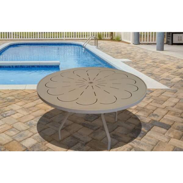 Round Aluminum 36 Inch Patio Table - Rectangular Legs