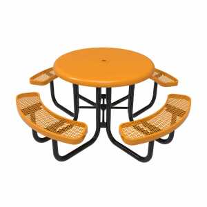 Round Solid Top Picnic Table - Portable - Expanded Metal