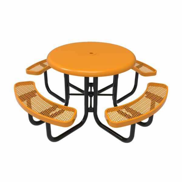 Round Solid Top Picnic Table - Portable - Expanded Metal