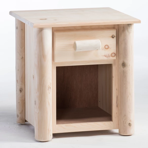 Rustic Log 1 Drawer Night Stand