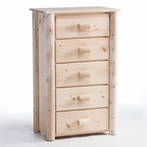 Rustic Log 5 Drawer Chest, Dresser
