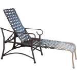 Sierra Ornate Vinyl Strap Chaise Lounge with Armrests – 16in Height