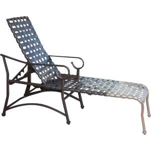 Sierra Ornate Vinyl Strap Chaise Lounge with Armrests - 16in Height