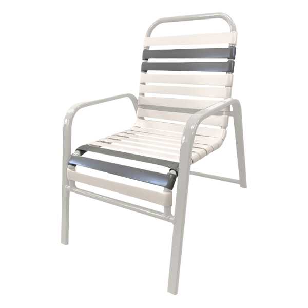 Biscayne Commercial Wide Arm Vinyl Strap Chair Stackable - 14 in Seat Height